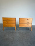 Pair of Mid Century Danish Three Drawer Chests, Bedside Tables
