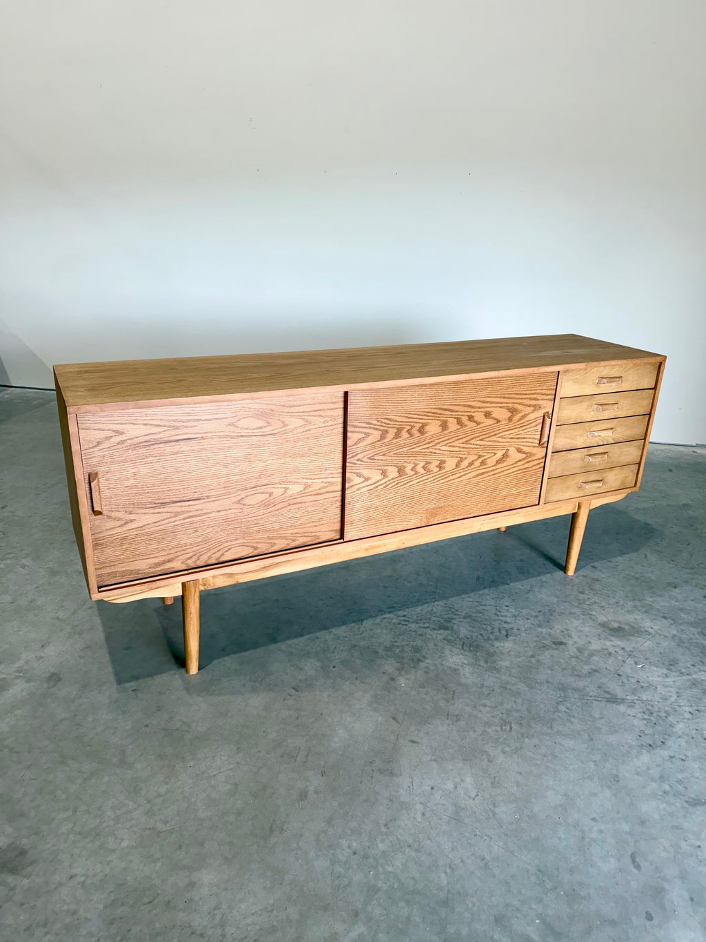 Mid Century Modern Scandinavian Oak Credenza
