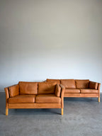 Vintage Mid Century Danish Caramel Leather Mogens Hansen Sofa