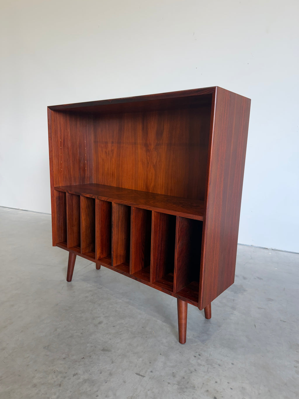 Danish Mid Century Rosewood Bookcase with Vinyl LP Storage