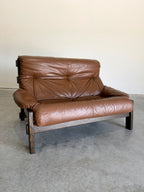Vintage Dutch Brutalist Leather Sofa