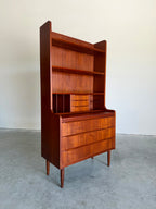 Mid Century Danish Teak Secretary Bookcase