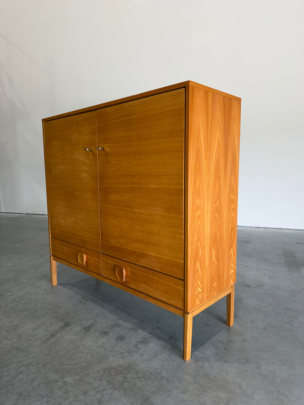 Mid Century Scandinavian Ash Wood Storage Cabinet