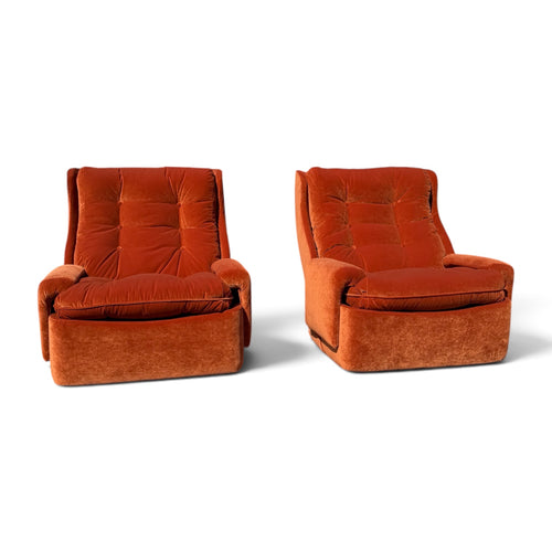 Mid Century Space Age Pair of Orchidee Chairs by Michel Cadestin for Airborne France, Reupholstered