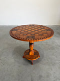 Vintage Tramp Art Chess Top Occasional Side Table, Matchstick Style