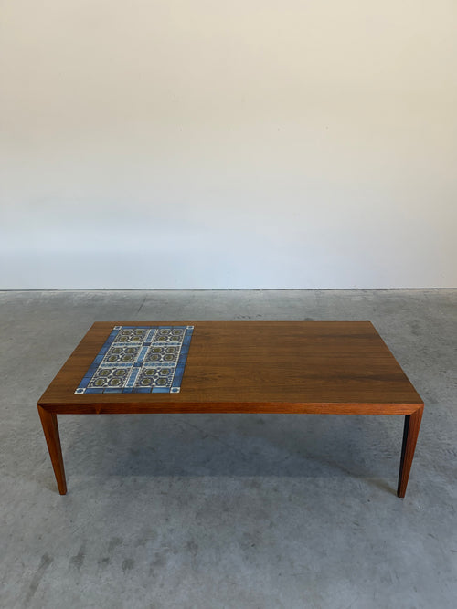 Danish Mid Century Rosewood and Tile Coffee Table