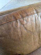 Mid Century Swedish Arne Norell Style Olive Leather and Rosewood Loveseat