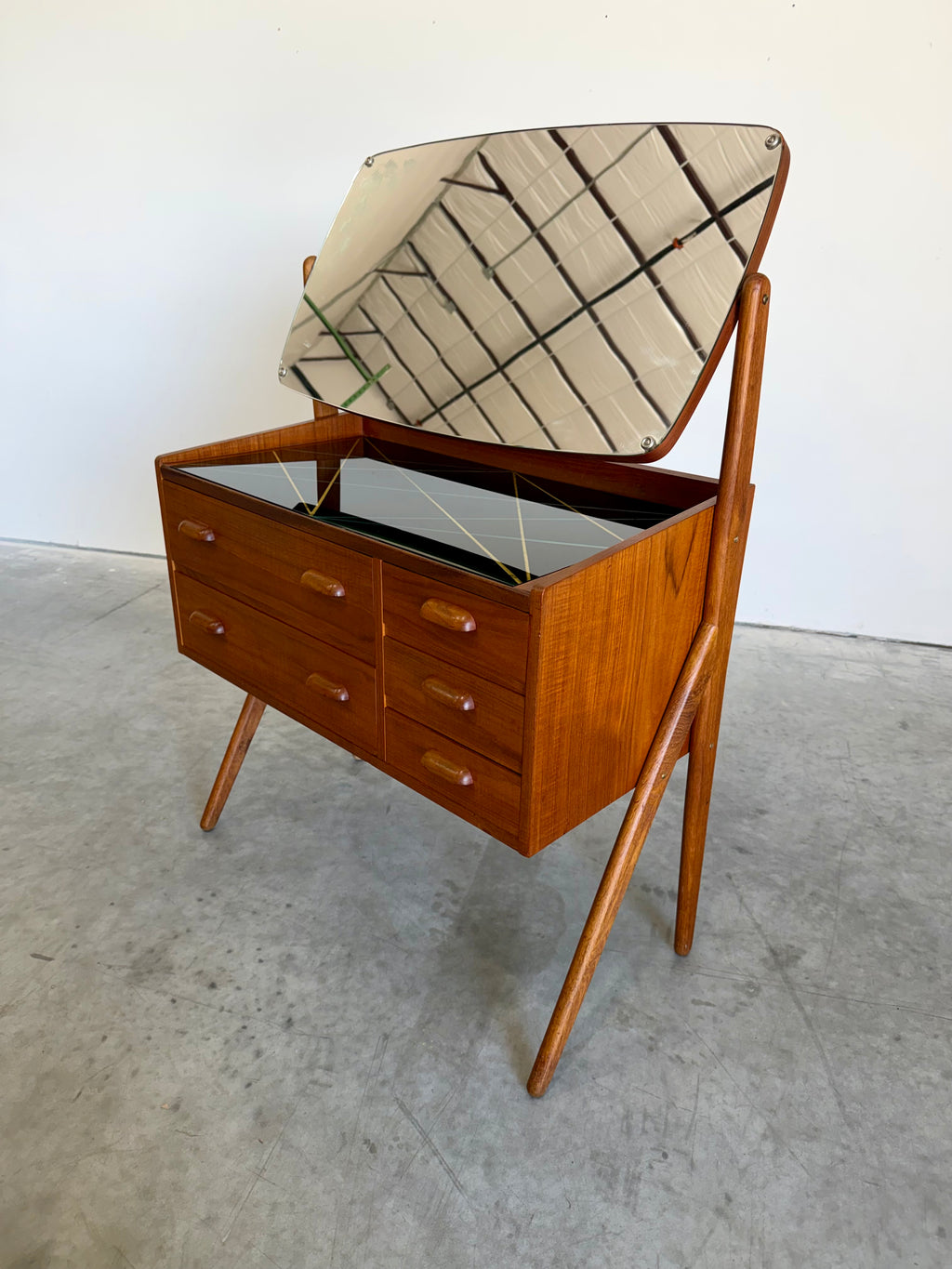Mid Century Danish Teak Vanity Dressing Table