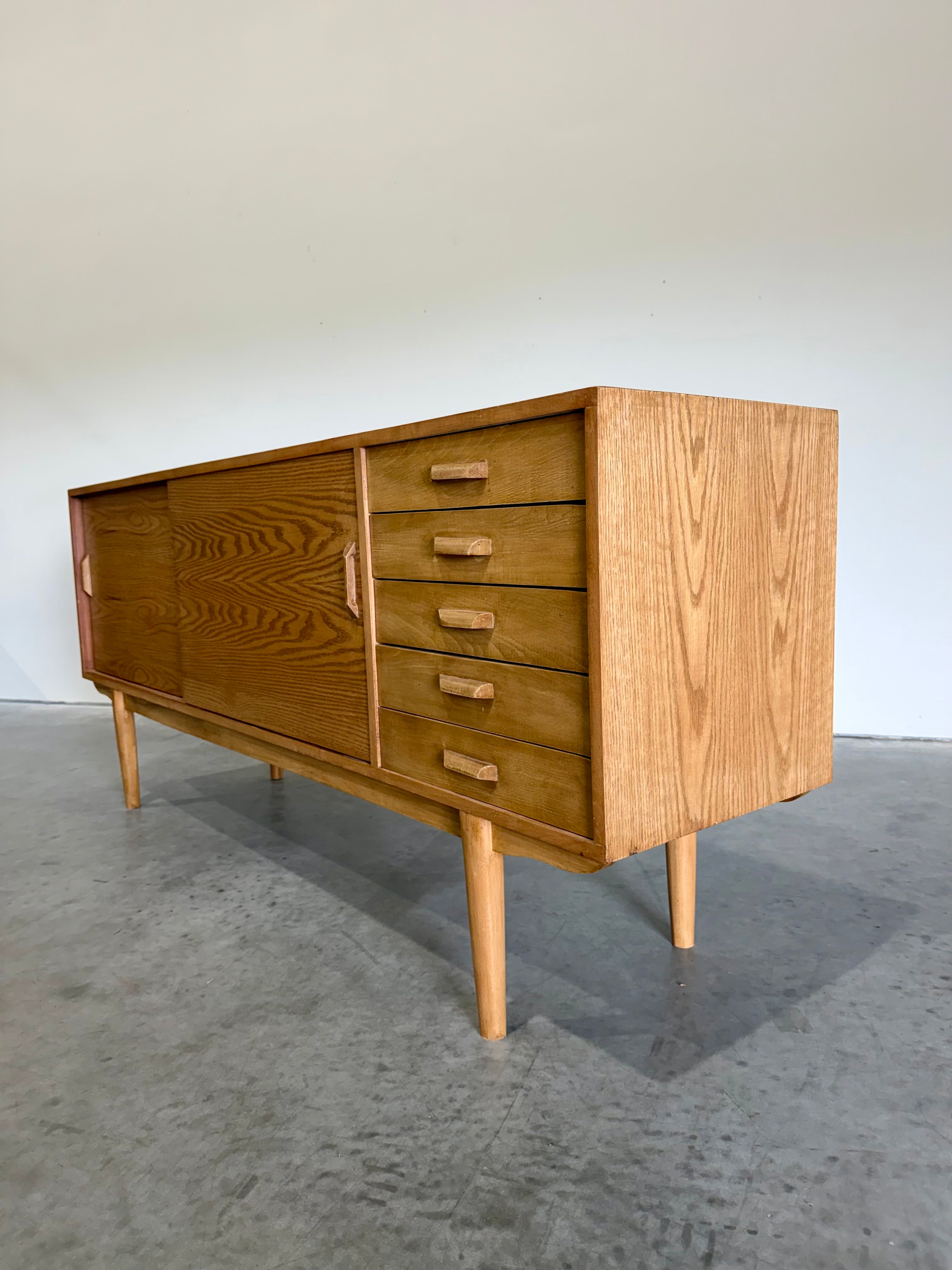 Mid Century Modern Scandinavian Oak Credenza
