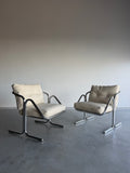 Pair of Mid Century Jerry Johnson Arcadia Chrome Sling Chairs c.1970’s