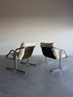 Pair of Mid Century Jerry Johnson Arcadia Chrome Sling Chairs c.1970’s