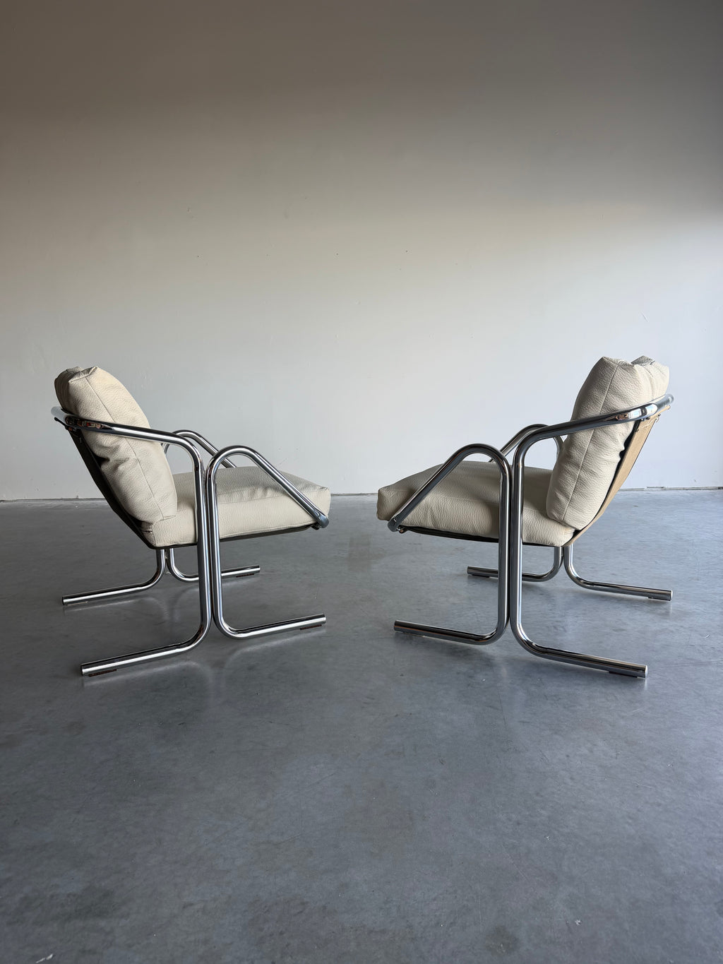Pair of Mid Century Jerry Johnson Arcadia Chrome Sling Chairs c.1970’s