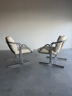 Pair of Mid Century Jerry Johnson Arcadia Chrome Sling Chairs c.1970’s