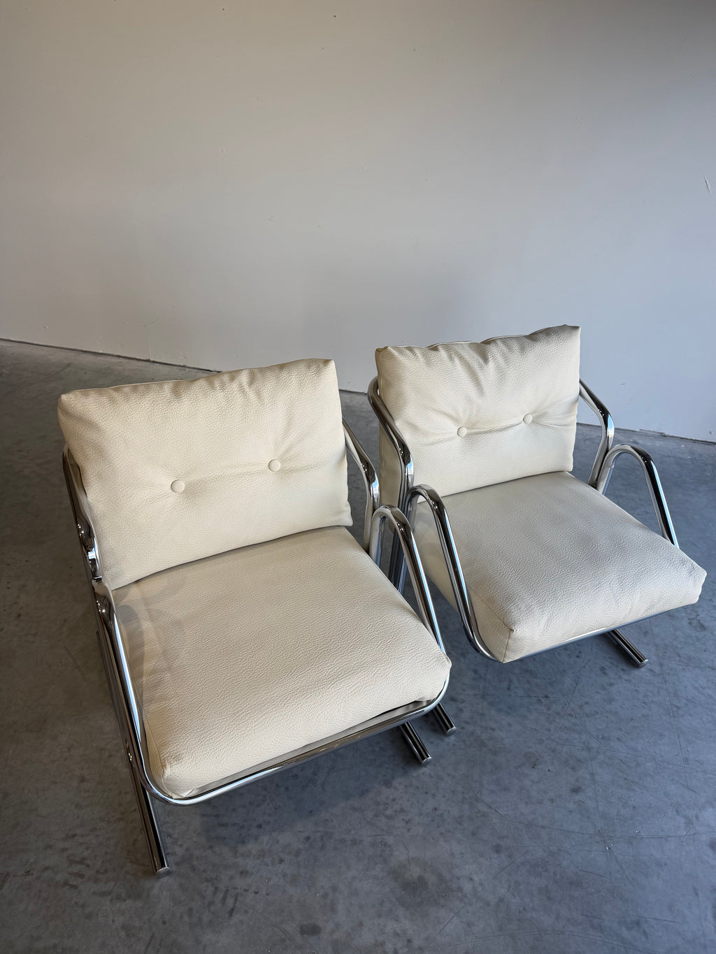 Pair of Mid Century Jerry Johnson Arcadia Chrome Sling Chairs c.1970’s
