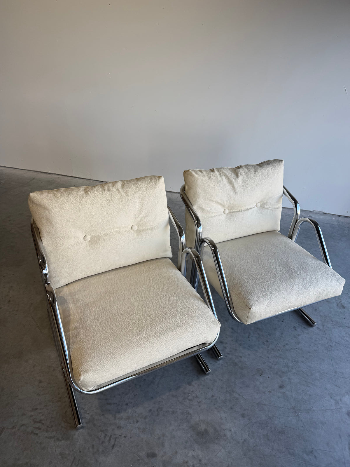 Pair of Mid Century Jerry Johnson Arcadia Chrome Sling Chairs c.1970’s