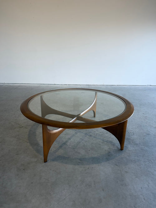 ON HOLD-Lane Silhouette Round Glass Top Coffee Table