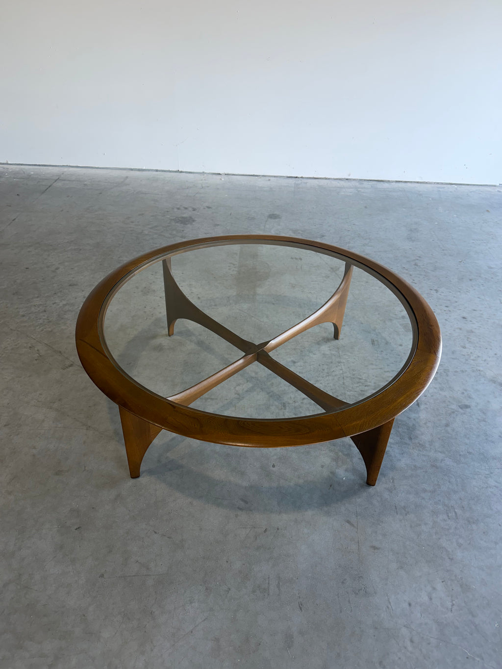ON HOLD-Lane Silhouette Round Glass Top Coffee Table