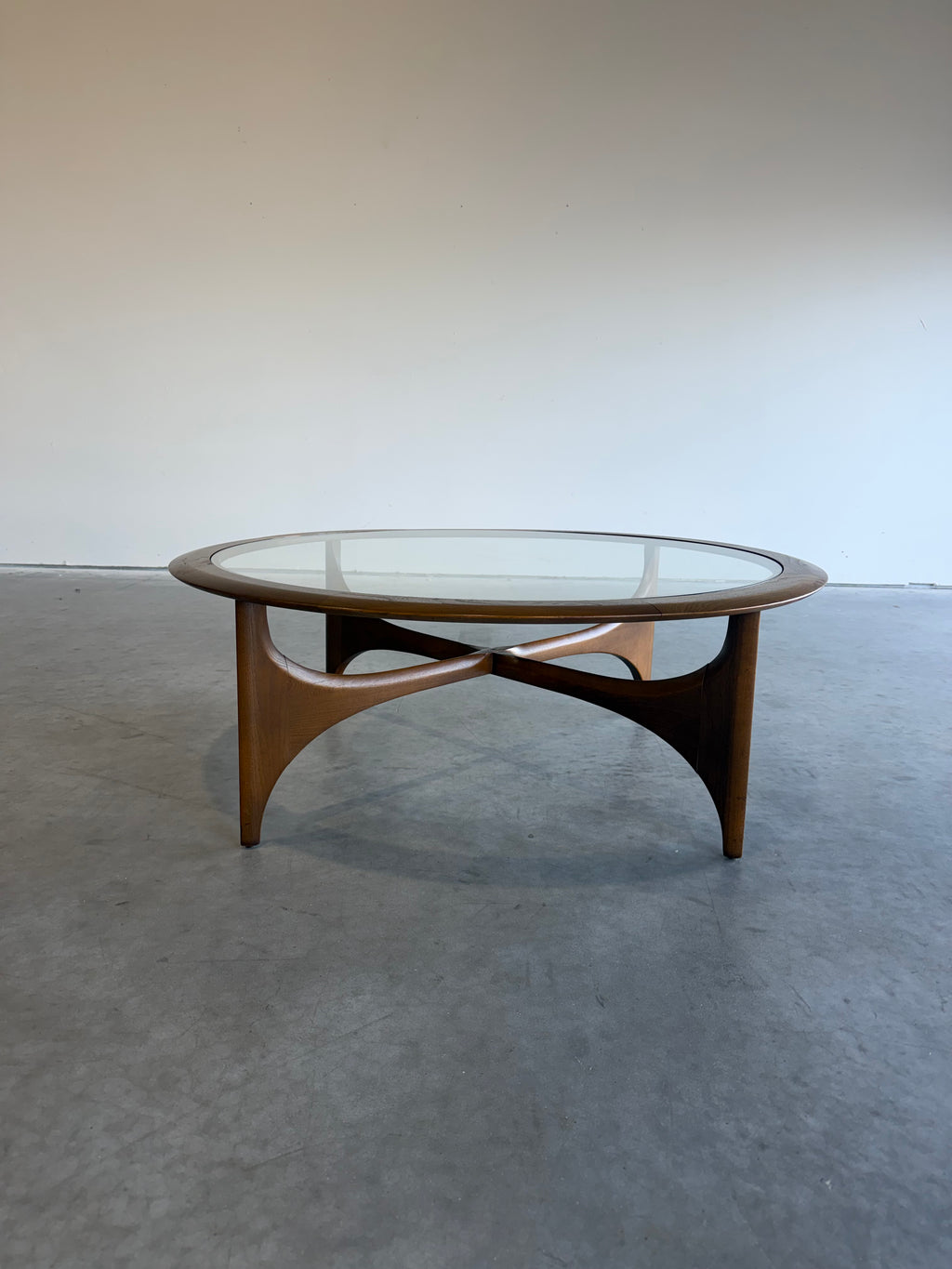 ON HOLD-Lane Silhouette Round Glass Top Coffee Table