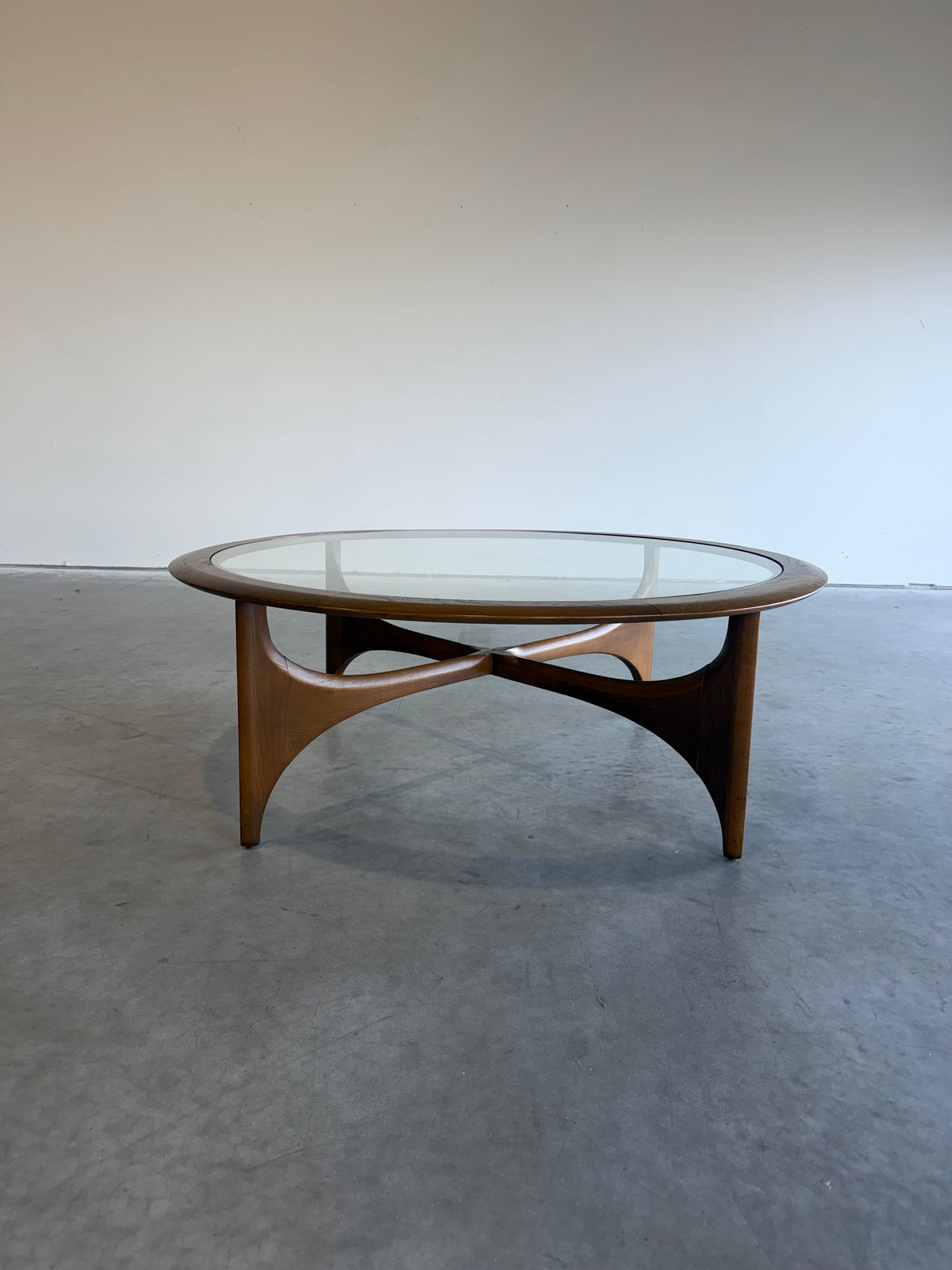 ON HOLD-Lane Silhouette Round Glass Top Coffee Table
