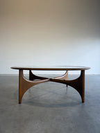 ON HOLD-Lane Silhouette Round Glass Top Coffee Table