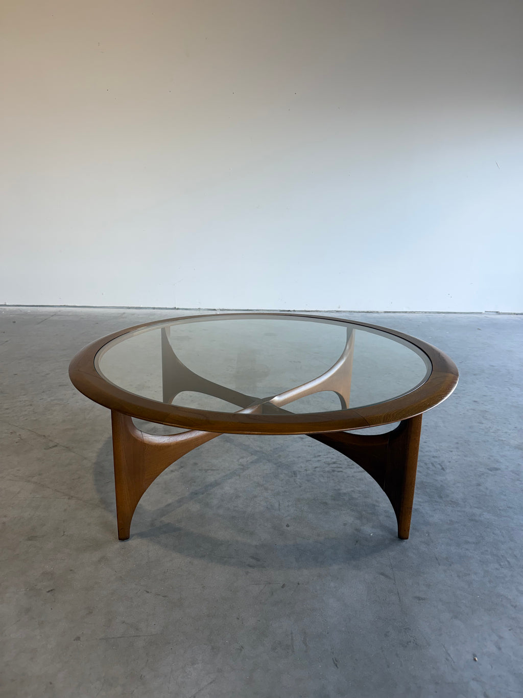 ON HOLD-Lane Silhouette Round Glass Top Coffee Table