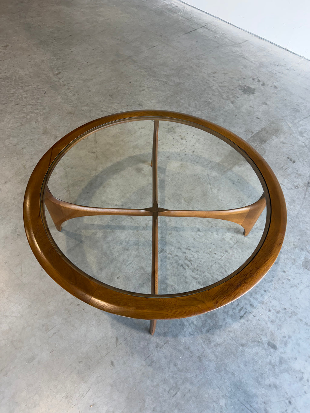 ON HOLD-Lane Silhouette Round Glass Top Coffee Table