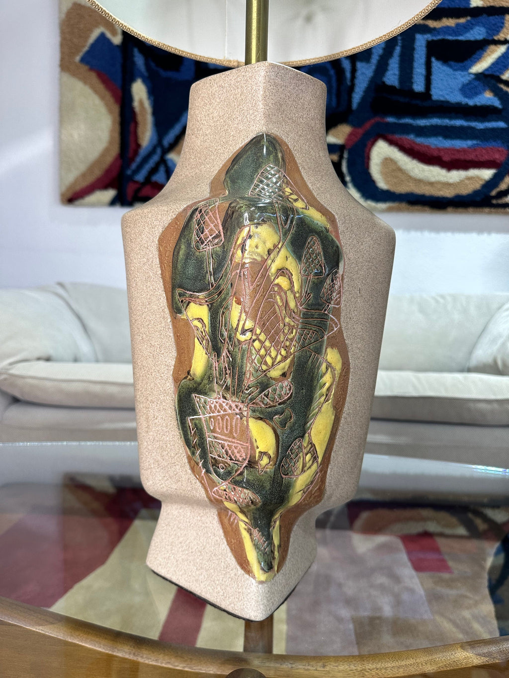 Mid Century Modern Studio Pottery Marianna Von Allesch Ceramic Table Lamp With Etching