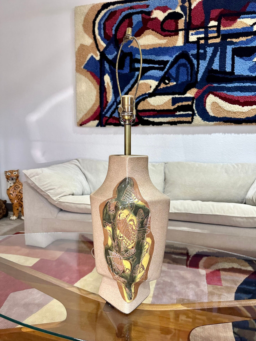 Mid Century Modern Studio Pottery Marianna Von Allesch Ceramic Table Lamp With Etching