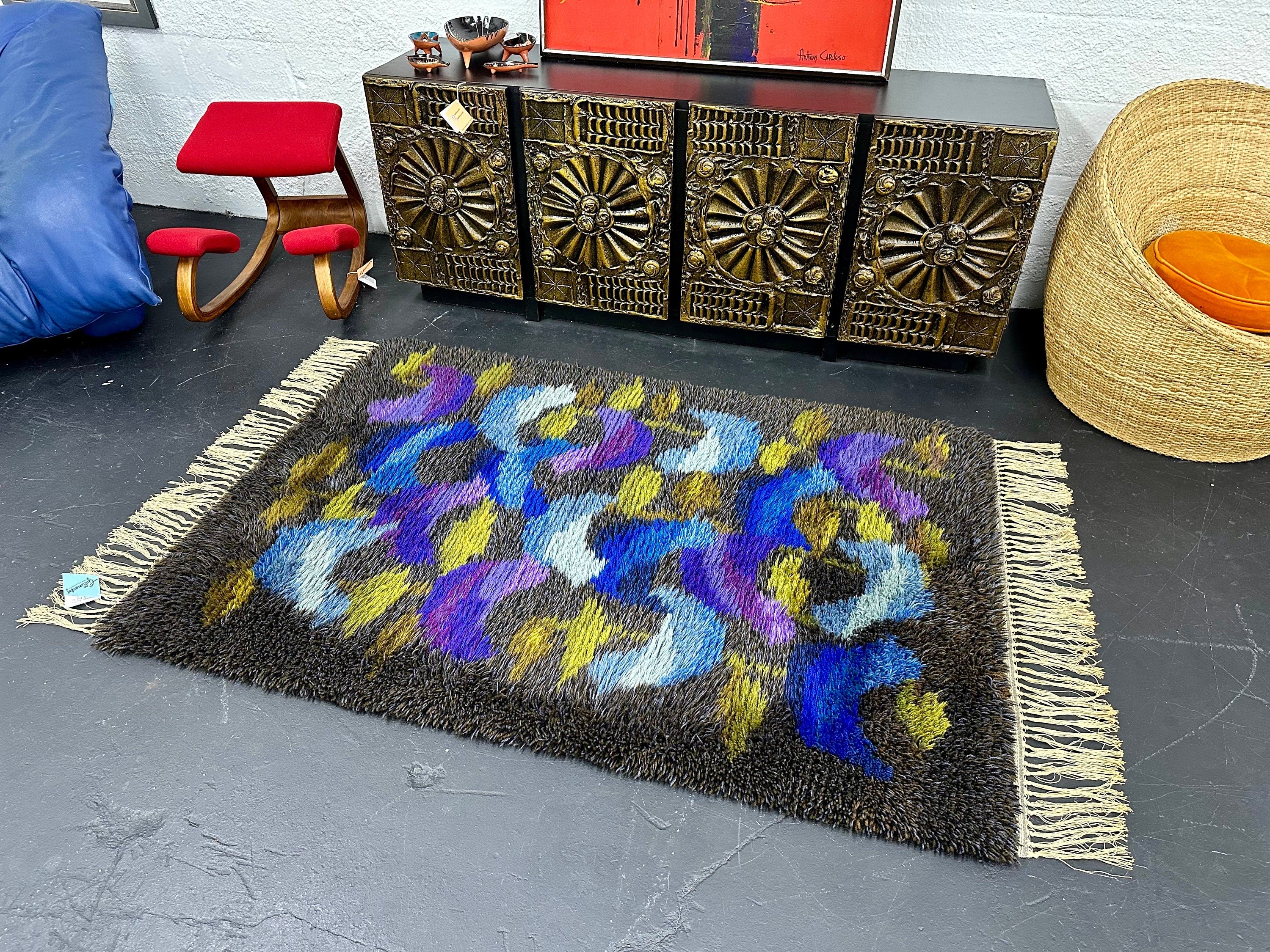 Vintage Marks Rya Sweden Bird Area Rug Ingrid Jagarz MCM