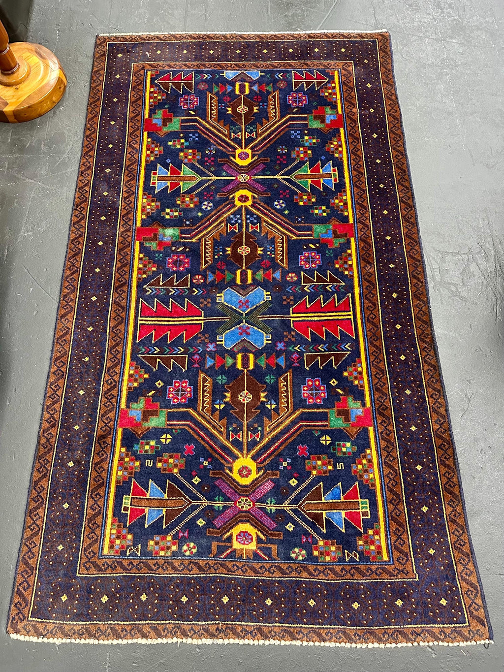 Vintage Hand Knotted Wool Afghan Tribal Geometric Rug 3’7” x 6’4”