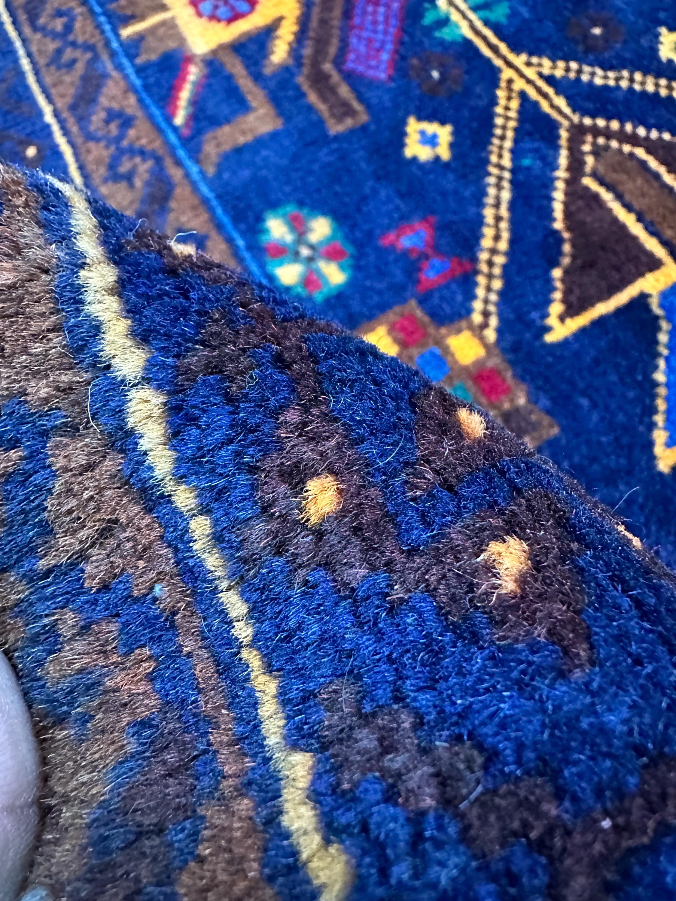 Vintage Hand Knotted Wool Afghan Tribal Geometric Rug 3’7” x 6’4”