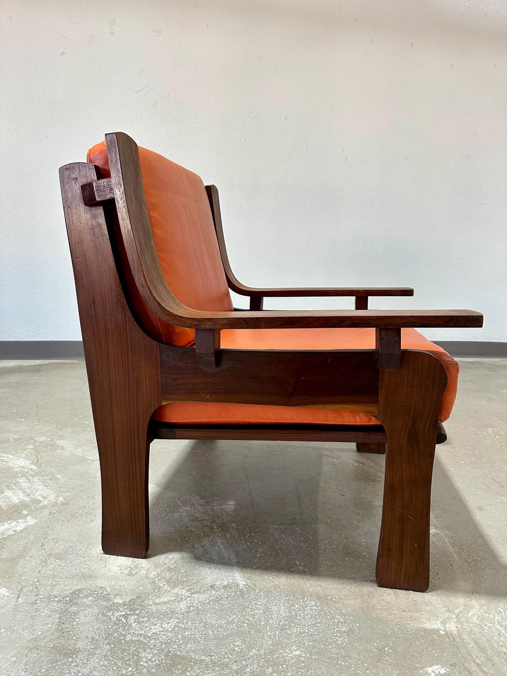 Italian Mid Century Rosewood and Leather Lounge Chair