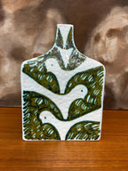Alessio Tasca Large Green & White Fish Dove Vase for Raymor Italy MCM