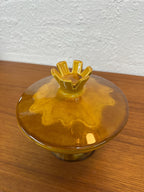 Vintage Royal Haeger Atomic MCM Yellow and Brown Glaze 707-S Footed Lidded Compote Dish