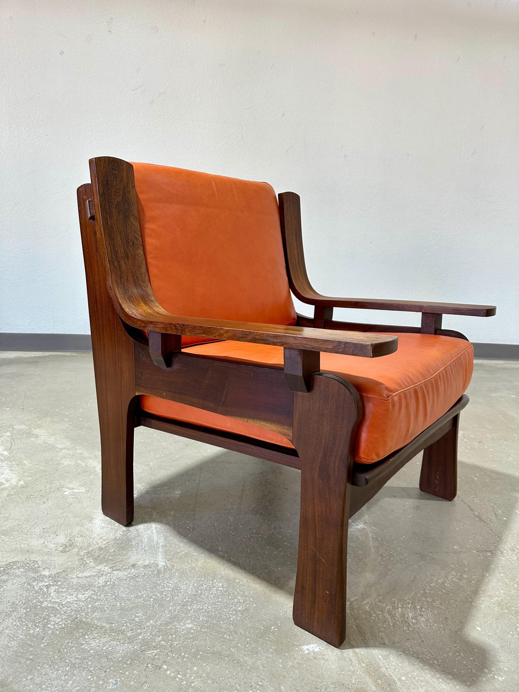 Italian Mid Century Rosewood and Leather Lounge Chair