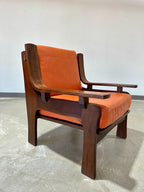 Italian Mid Century Rosewood and Leather Lounge Chair
