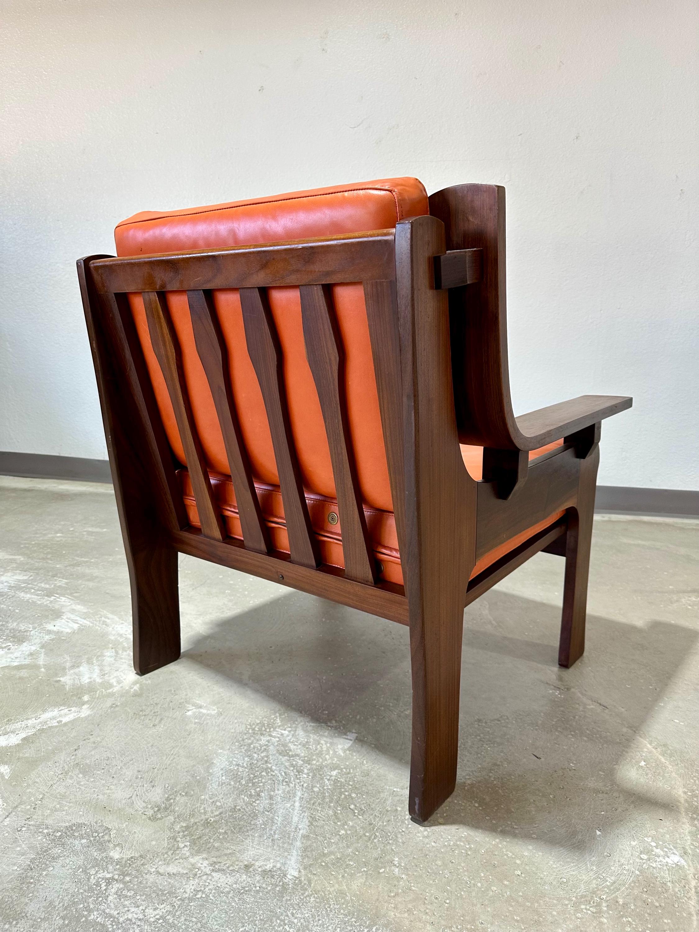 Italian Mid Century Rosewood and Leather Lounge Chair