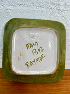 Bitossi for Raymor Italian Mid Century Modern Ceramic Ashtray Catch All Dish Blue and Green