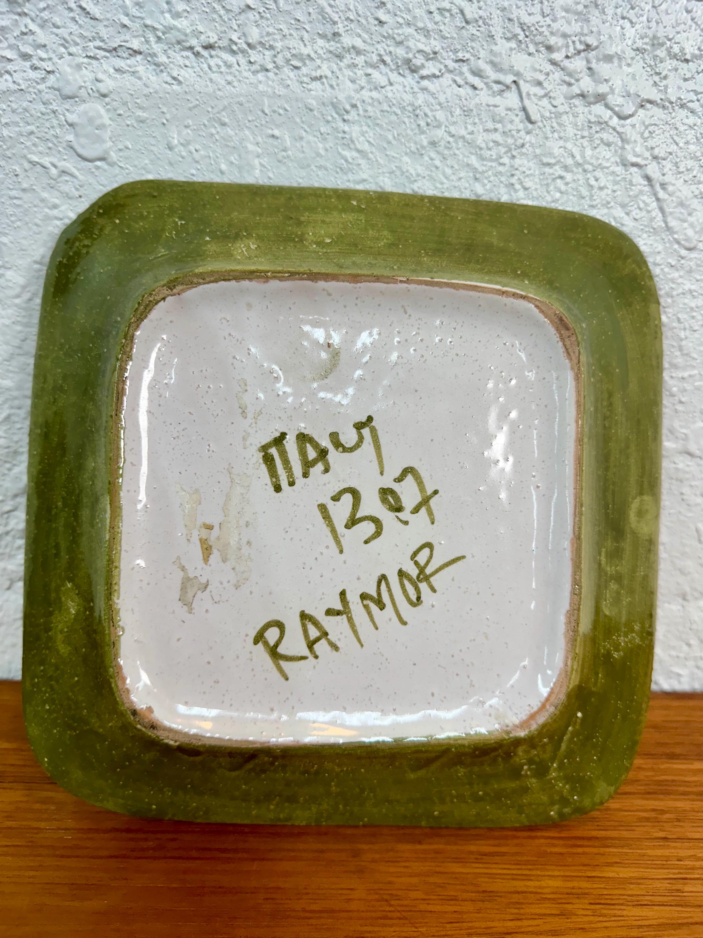 Bitossi for Raymor Italian Mid Century Modern Ceramic Ashtray Catch All Dish Blue and Green