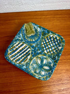 Bitossi for Raymor Italian Mid Century Modern Ceramic Ashtray Catch All Dish Blue and Green