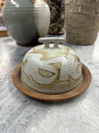 Vintage Mid Century Modern Studio Pottery 2pc Covered Cheese Dish