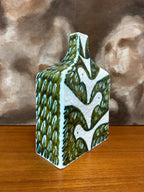 Alessio Tasca Large Green & White Fish Dove Vase for Raymor Italy MCM