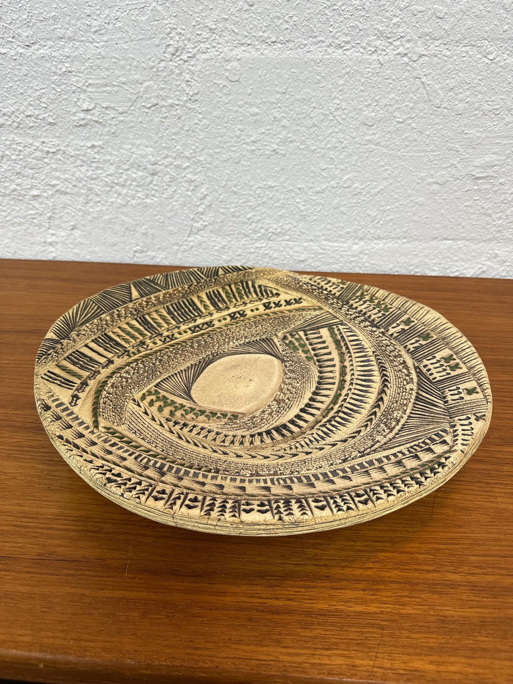 Mid Century Modern Studio Pottery Barbara Haring Shallow Console Bowl, Signed
