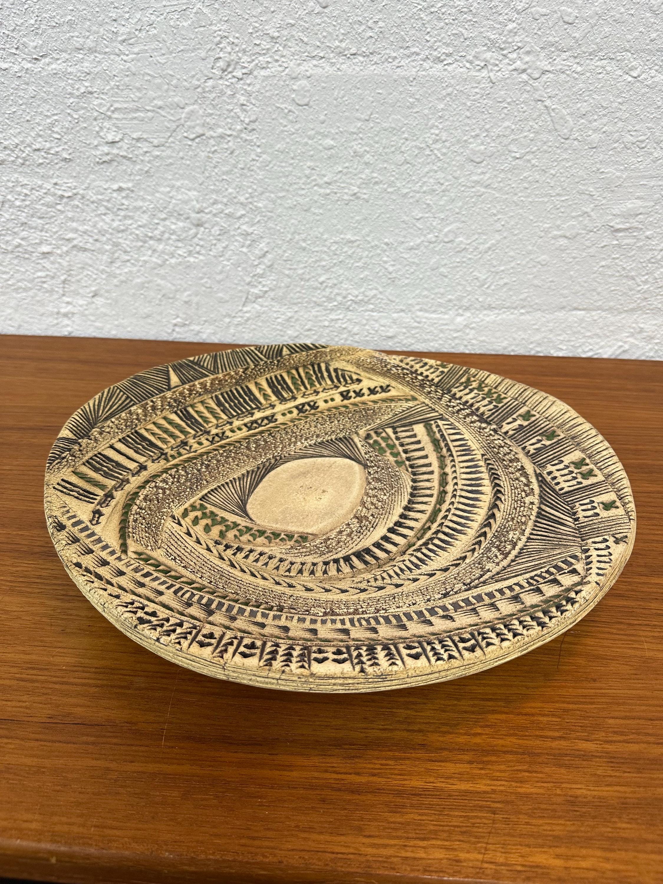 Mid Century Modern Studio Pottery Barbara Haring Shallow Console Bowl, Signed