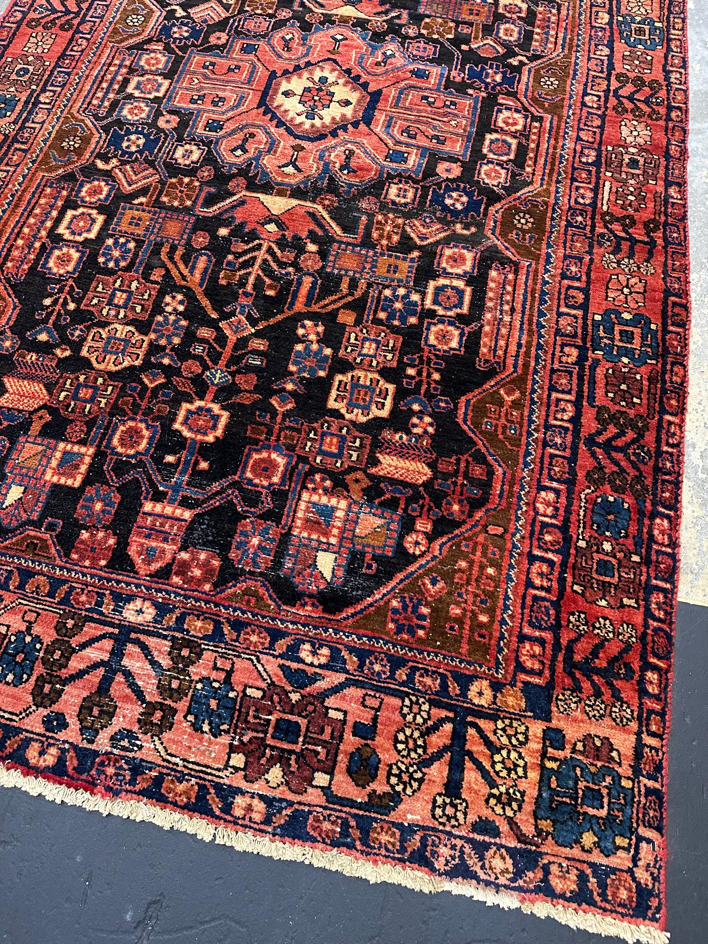 Vintage Nahavand Persian Wool Hand Knotted Rug Runner 9.2L x 4.5W