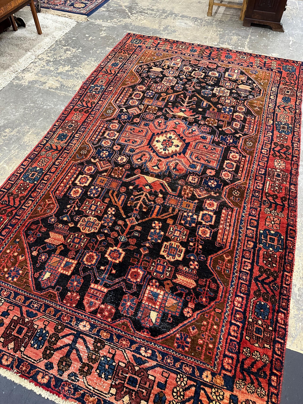 Vintage Nahavand Persian Wool Hand Knotted Rug Runner 9.2L x 4.5W
