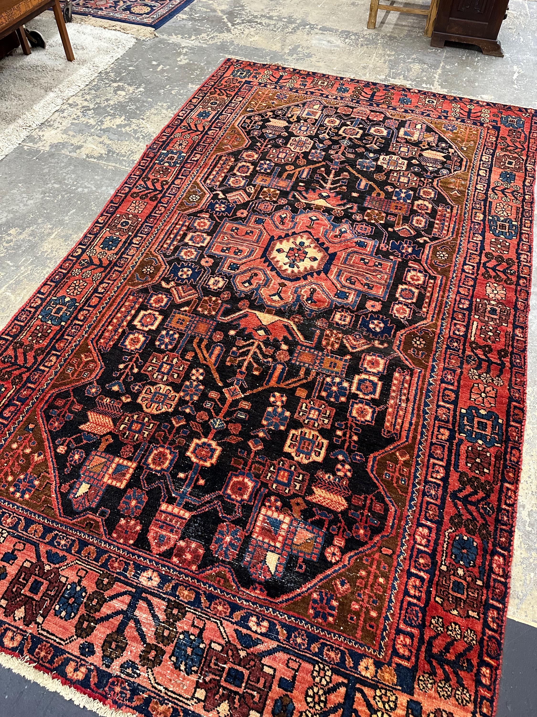 Vintage Nahavand Persian Wool Hand Knotted Rug Runner 9.2L x 4.5W
