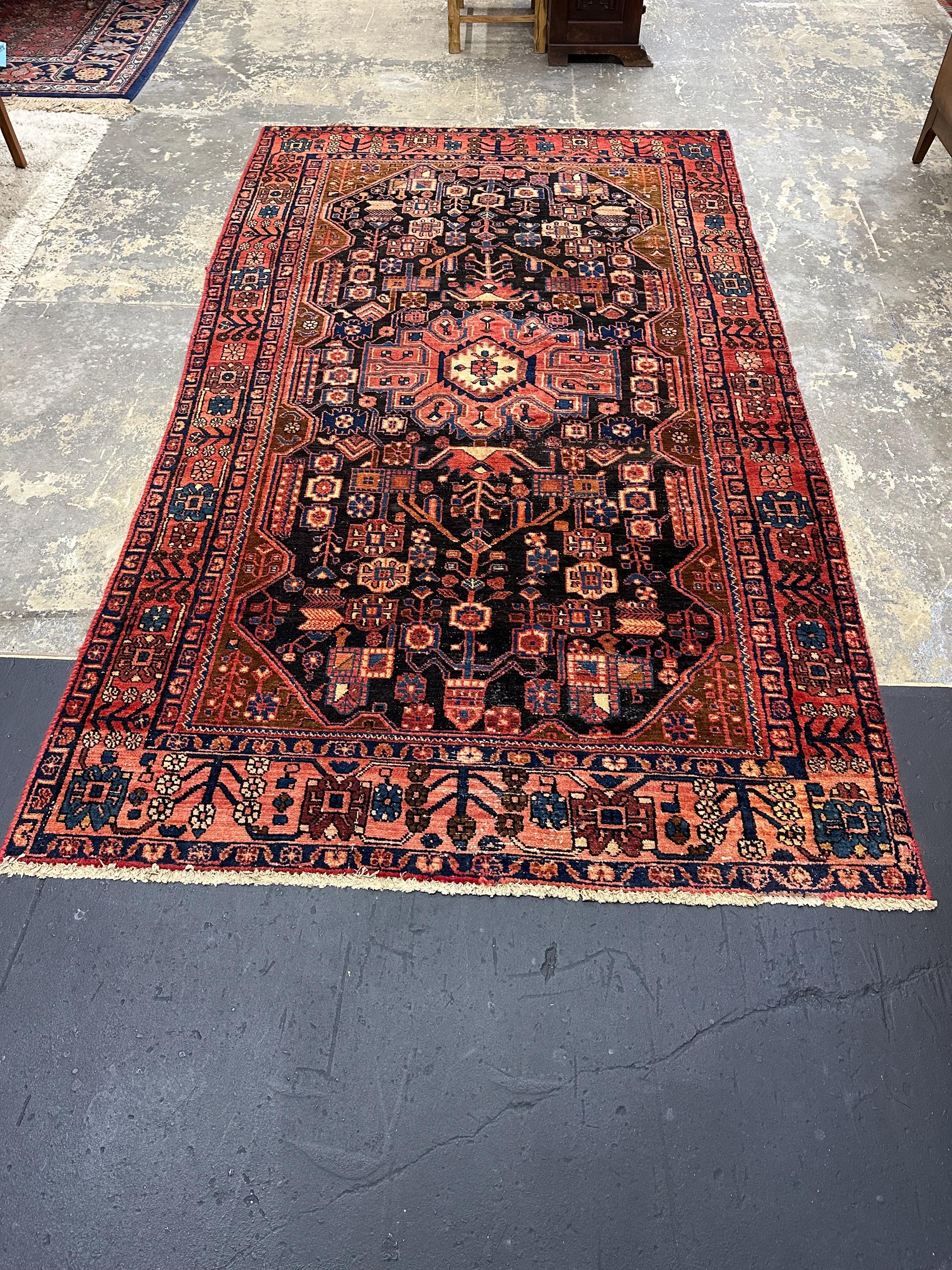 Vintage Nahavand Persian Wool Hand Knotted Rug Runner 9.2L x 4.5W