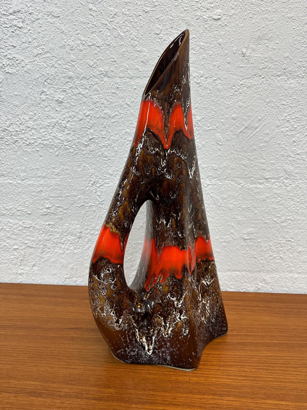 Mid Century Maurice Chalvignac Canada Ewer Vase Lava Drip Glaze