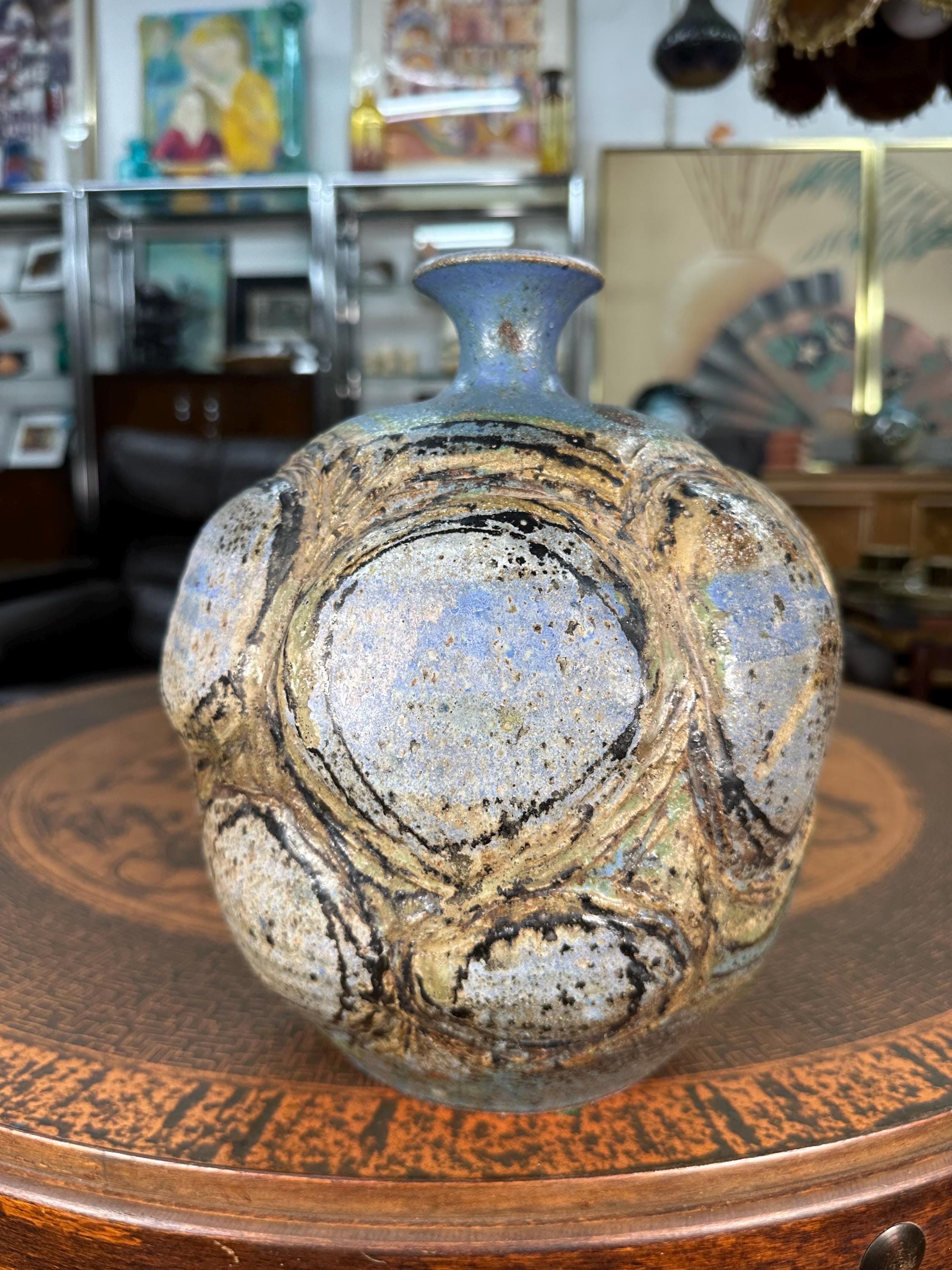 Mid Century California Studio Pottery Vase Weed Pot by Don Jennings